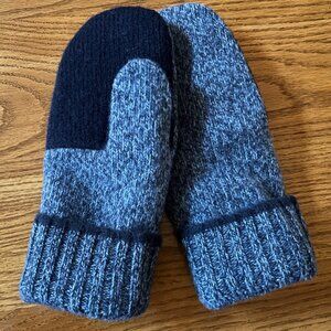 Felted Navy Blue Tweed Wool Mittens Handcrafted from Repurposed Sweaters